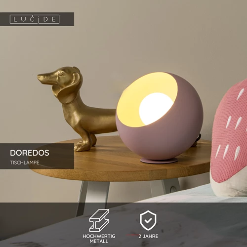 Lucide DOREDOS - Tischlampe - Ø 20 cm - 1xE27 - Rosa - USP